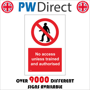 PR010 No Access Unless Trained And Authorised Sign with Circle Man