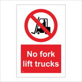 PR027 No Fork Lift Trucks Sign with Circle Forklift Truck