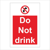 PR048 Do Not Drink Sign with Circle Water From Tap Going Into A Cup