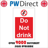 PR048 Do Not Drink Sign with Circle Water From Tap Going Into A Cup
