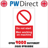 PR069 Do Not Start, Men Working On Machine Sign with Circle