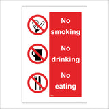 PR083 No Smoking, No Drinking,No Eating Sign with Circle Cigarettes Cup Knife And Fork