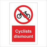 PR084 Cyclists Dismount Sign with Circle Bike