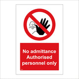 PR085 No Admittance Authorised Personnel Only Sign with Circle Man Hand