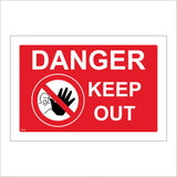 PR096 Danger Keep Out Sign with Circle Hand Face Diagonal Line Through