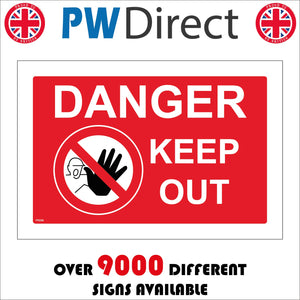 PR096 Danger Keep Out Sign with Circle Hand Face Diagonal Line Through