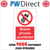 PR117 Mobile Phones Prohibited Sign with Circle Phone