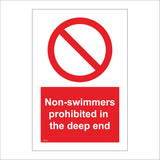 PR130 Non-Swimmers Prohibited In The Deep End Sign with Circle