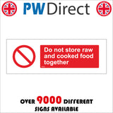 PR188 Do Not Store Raw And Cooked Food Together Sign with Circle Diagonal Line