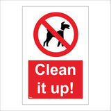 PR233 Clean It Up Sign with Circle Dog