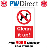 PR233 Clean It Up Sign with Circle Dog