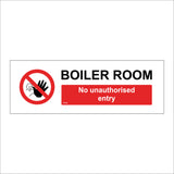 PR246 Boiler Room No Unauthorised Entry Sign with Circle Pedestrian