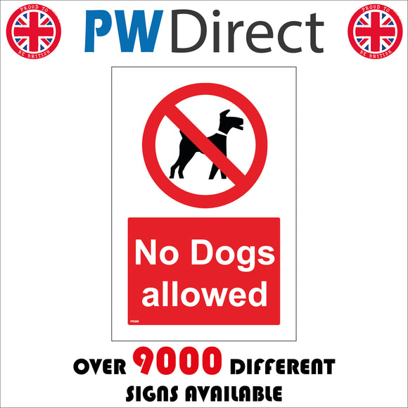 PR288 No Dogs Allowed Sign with Red Circle Diagonal Line Dog