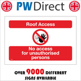 PR427 No Roof Access For Unauthorised Persons Fragile Unsafe