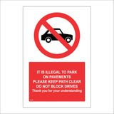 PR435 It Is Illelgal To Park On Pavements Keep Clear Pedestrians