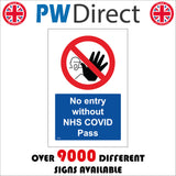 PR456 No Entry Without Covid Pass Blue Access Entrance