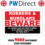 SE050 Robbers & Burglars Beware Sign