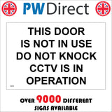 SE078 This Door Is Not In Use Do Not Knock CCTV Is In Operation Sign