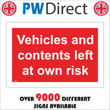 SE093 Vehicles And Contents Left At Owners Risk