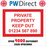 SE097 Private Property Keep Out Personalise Telephone Number