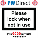 SE115 Please Lock Van When Not In Use Secure Alarm Bolt Key