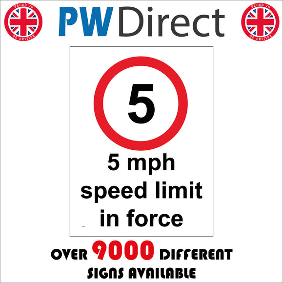 thumbnail image 2 of 5mph Site Speed Limit Sign – Choose PVC, Sticker Or Dibond – Safety First Display LTD 2 of 6