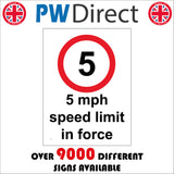 TR049 5 Mph Speed Limit In Force Sign with Circle