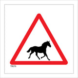 TR070 Warning Horses Sign with Horses