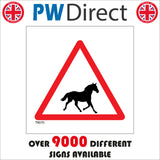 TR070 Warning Horses Sign with Horses