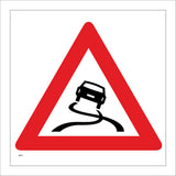 TR072 Slippery Road Sign with Skidding Car