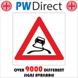 TR072 Slippery Road Sign with Skidding Car