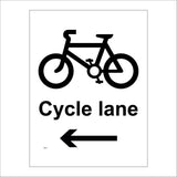 TR086 Cycle Lane Left Sign with Bike Arrow