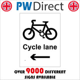 TR086 Cycle Lane Left Sign with Bike Arrow