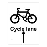 TR087 Cycle Lane Up Straight Ahead Sign with Bike Arrow