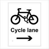 TR088 Cycle Lane Right Sign with Bike Arrow