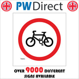 TR093 No Bicycle Bikes Sign with Bike