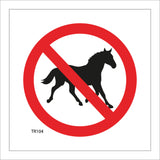 TR104 No Horses Sign with Circle Horse