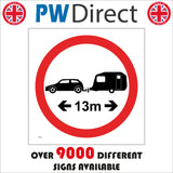 TR158 Car Caravan 13M Sign with Circle Car Caravan Arrows