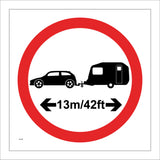 TR159 Car Caravan 13M/42Ft Sign with Circle Car Caravan Arrows