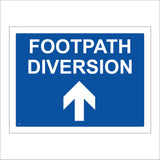 TR260 Footpath Diversion Ahead Arrow Sign with Ahead Arrow