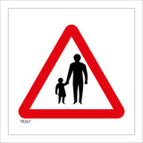 TR267 Pedestrian Crossing Sign with Triangle Person Child