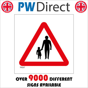 TR267 Pedestrian Crossing Sign with Triangle Person Child