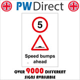 TR280 Speed Bumps Ahead 5 MPH Sign with Circle 5 Triangle Speed Bumps