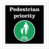 TR289 Pedestrian Priority Sign with Pedestrians Bicycle