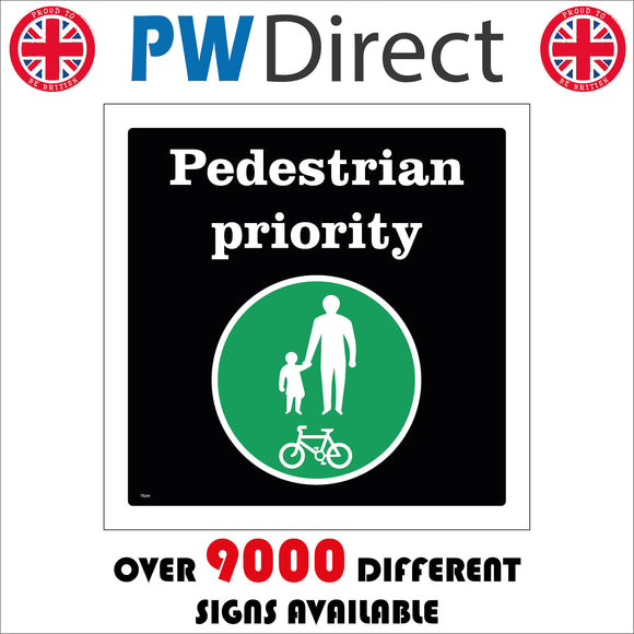 TR289 Pedestrian Priority Sign with Pedestrians Bicycle