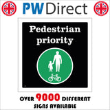 TR289 Pedestrian Priority Sign with Pedestrians Bicycle