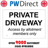 TR298 Private Driveway Access By Allotment Members Only Sign