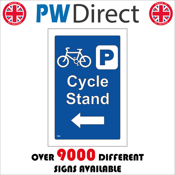 TR381 Cycle Stand Left Arrow Parking Sign with Bicycle Left Arrow Parking Logo