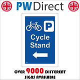 TR381 Cycle Stand Left Arrow Parking Sign with Bicycle Left Arrow Parking Logo