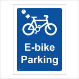 TR390 E-Bike Parking Sign with Plug Socket Bike